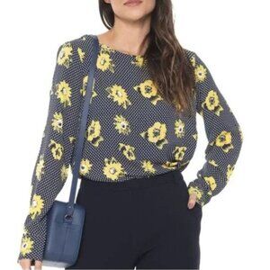 Banana Republic Floral Polka Dot Long Sleeve Blouse, S
